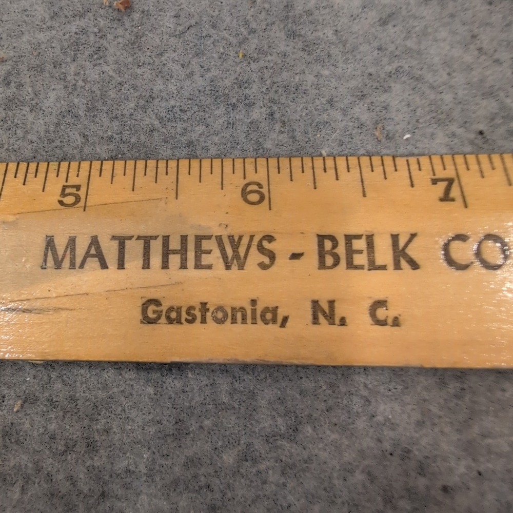 Vintage Matthews-Belk Co Gastonia NC Wooden Advertising Ruler Made in USA - Picture 1 of 3